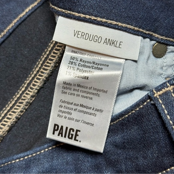 PAIGE Skinny Jeans Women’s 27 Mid Rise Dark Blue Verdugo Ankle - Picture 10 of 10